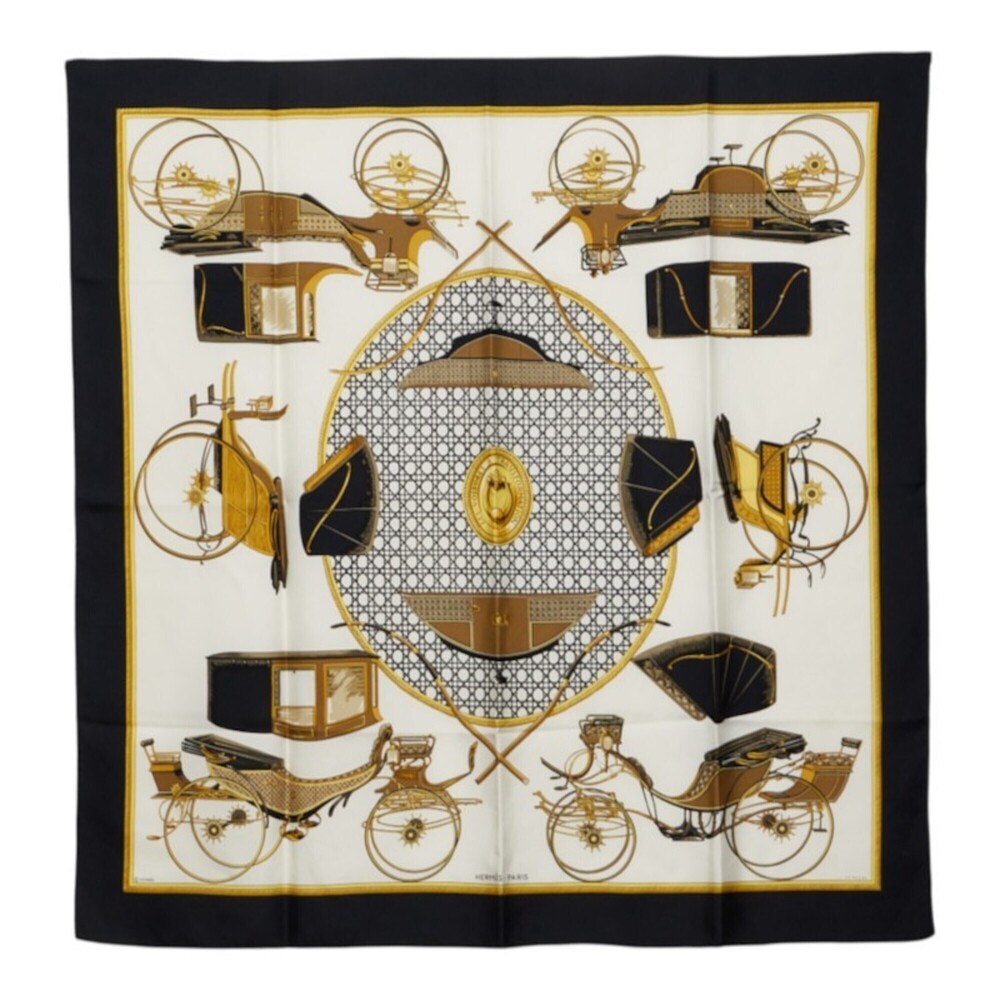 Hermes Carre 90 LES VOITURES A TRANSFORMATION (Folding Carriage) Scarf/Muffle...